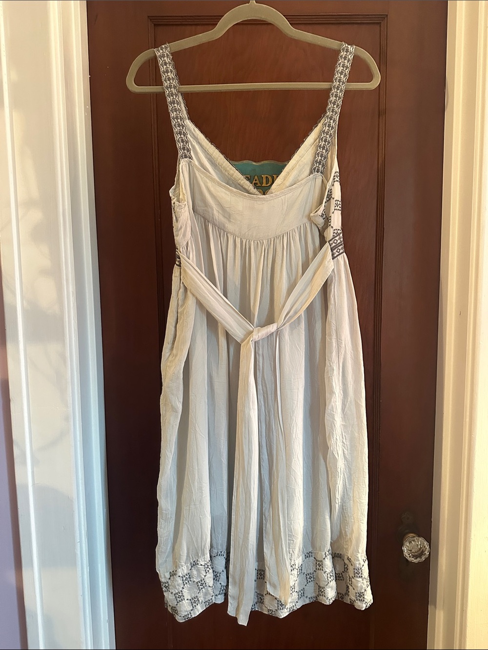 Johnny Was Y2K Boho Embroidered Midi Dress L Crinkle Rayon - Picture 6 of 6